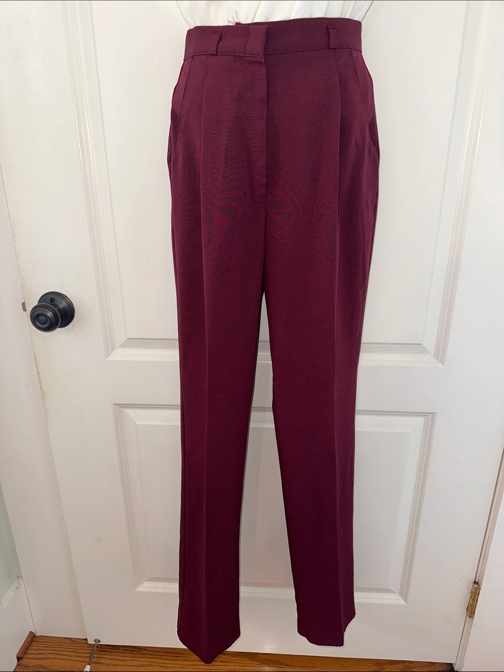 Vtg  70s  Malouf Jr Brand Deep Burgundy/Maroon High Waisted Polyester/Wool Pants
